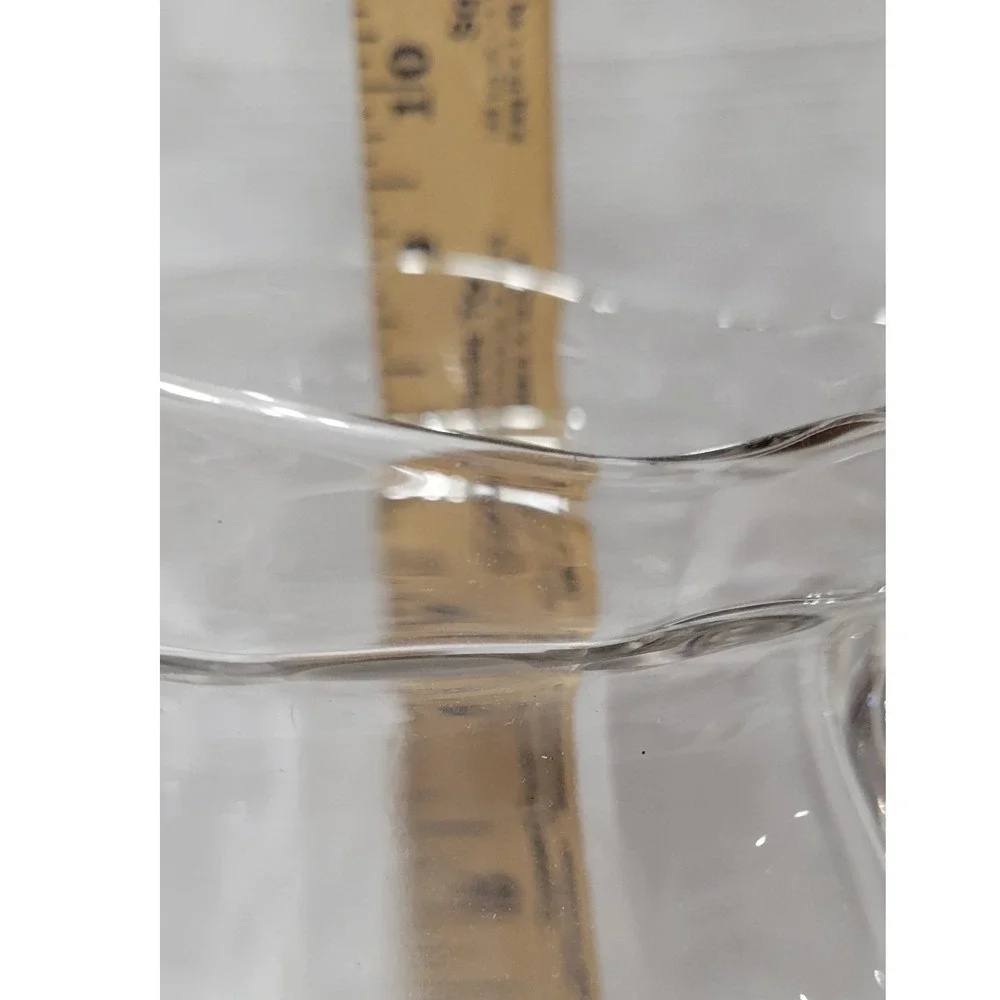 Vintage Beautiful Glass Pitcher Etched Elegant Single Rose Scalloped Edge